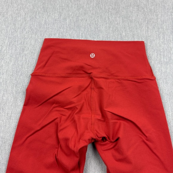 Lululemon Leggings Women 6 Orange Wunder Under Crop High Rise 21" Yoga Gym Pants - Picture 11 of 12